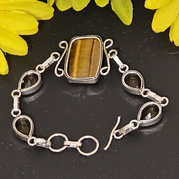 Tiger Eye / Smoky Quartz Bracelet - Alleviate anxiety, courage and confidence - Picture 3 of 4